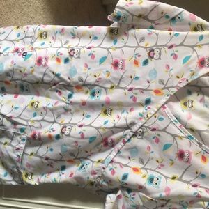 Owl tie back scrub top